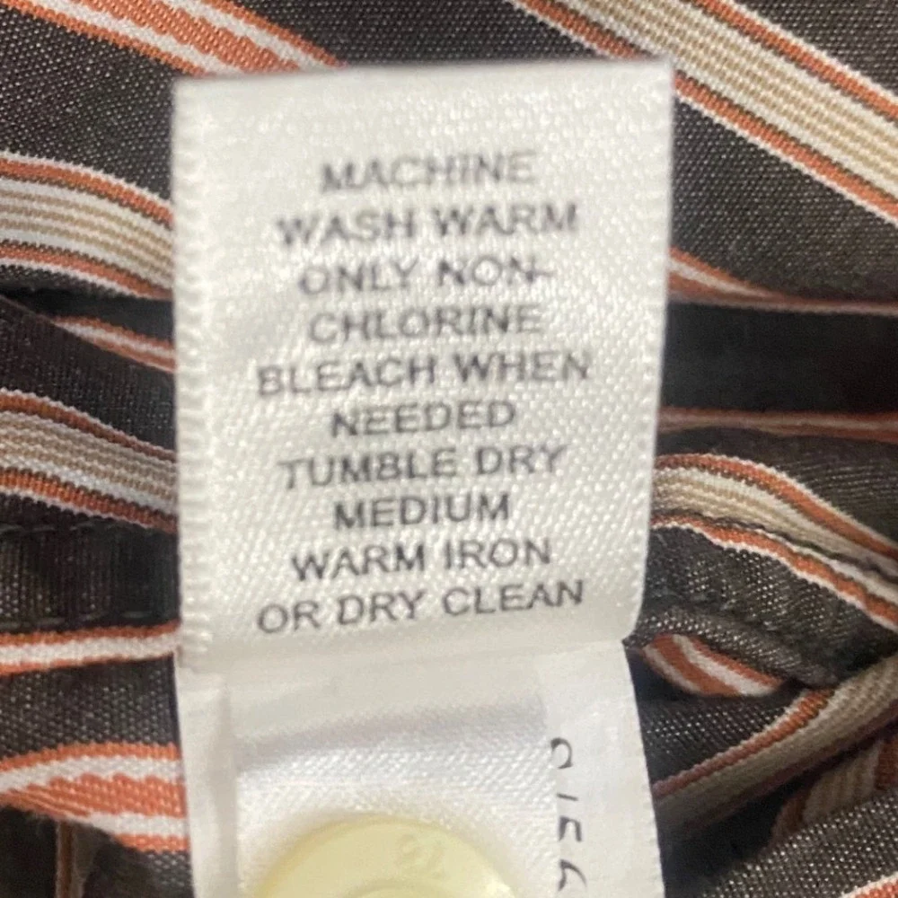 Banana‎ Republic Classic Mens Brown Orange Striped Button Down Shirt L 563517-00